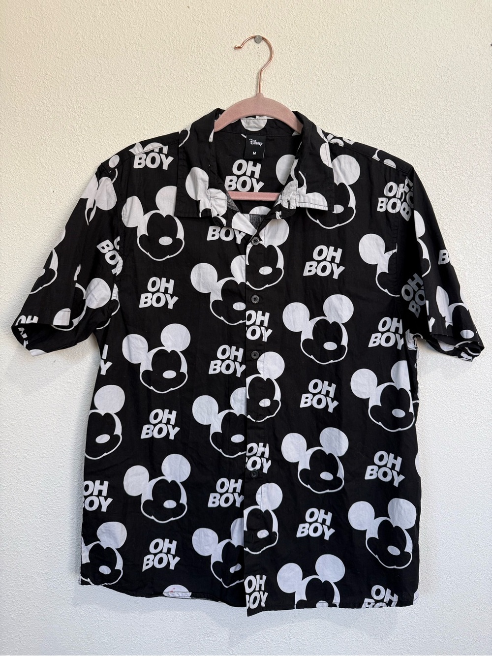 Disney Black & White Mickey 'OH BOY' Button-Down Shirt - Kids - Picture 2 of 7